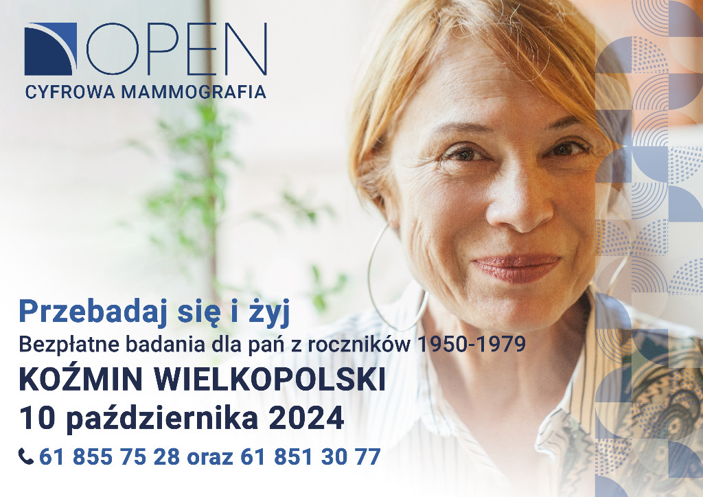 Twarz kobiety i treść plakatu
