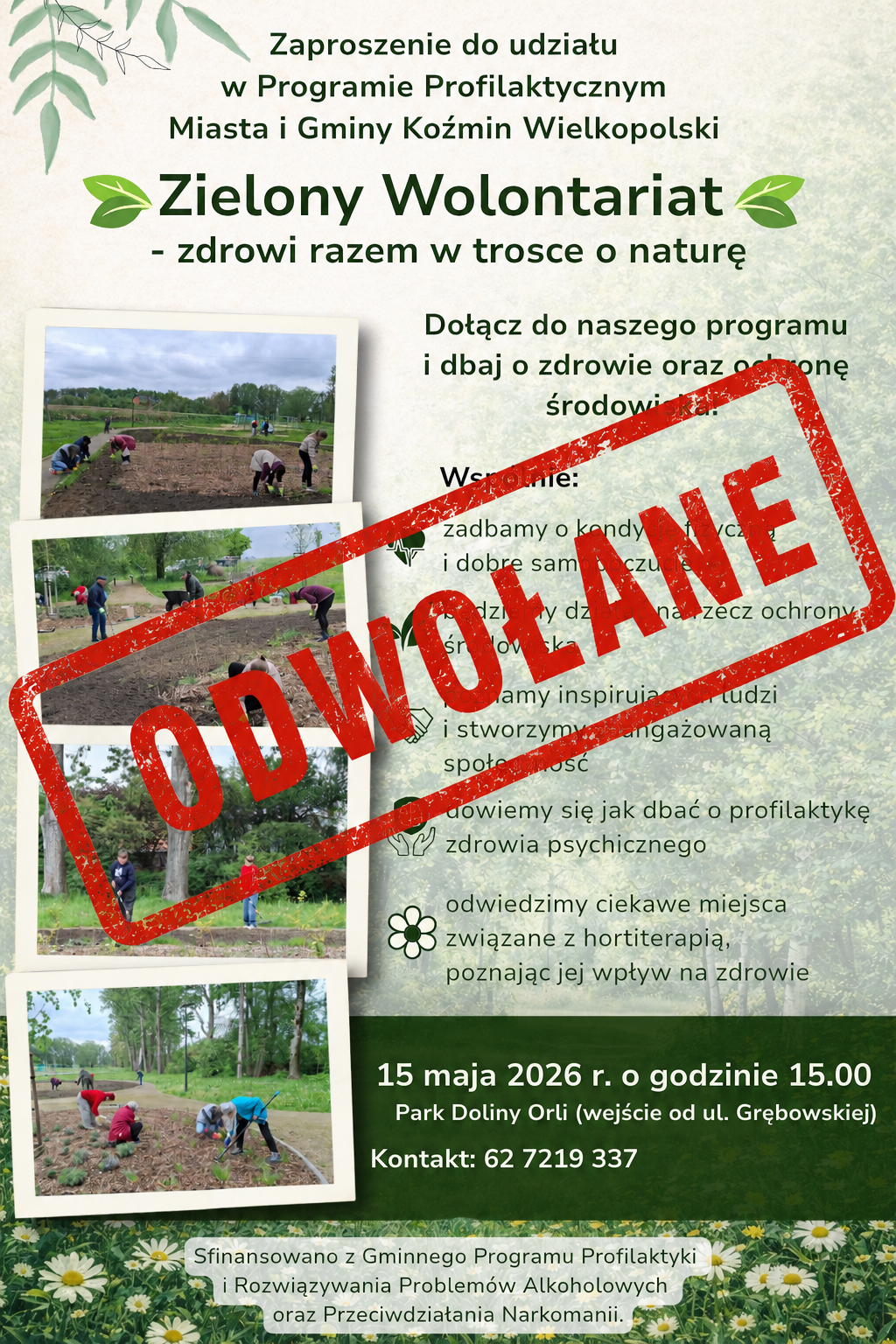 Spotkanie Zielonego Wolontariatu odwołane