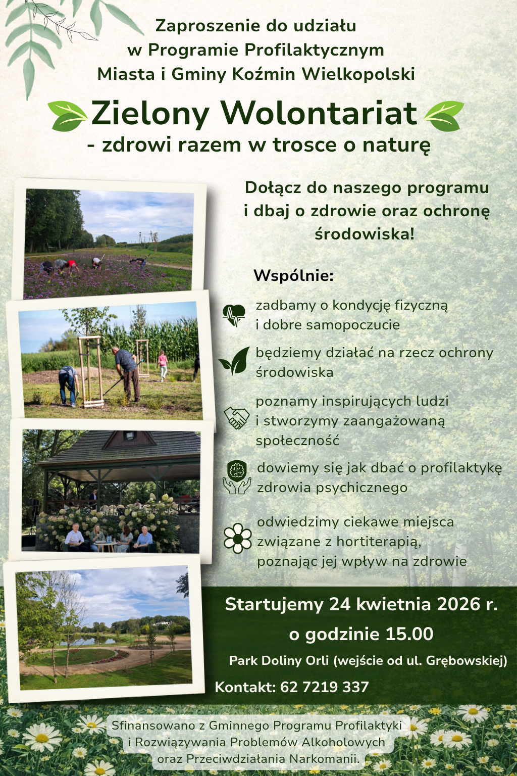 Zaproszenie do udziału w Programie Profilaktycznym Miasta i Gminy Koźmin Wielkopolski „Zielony wolontariat – zdrowi razem w trosce o naturę” 